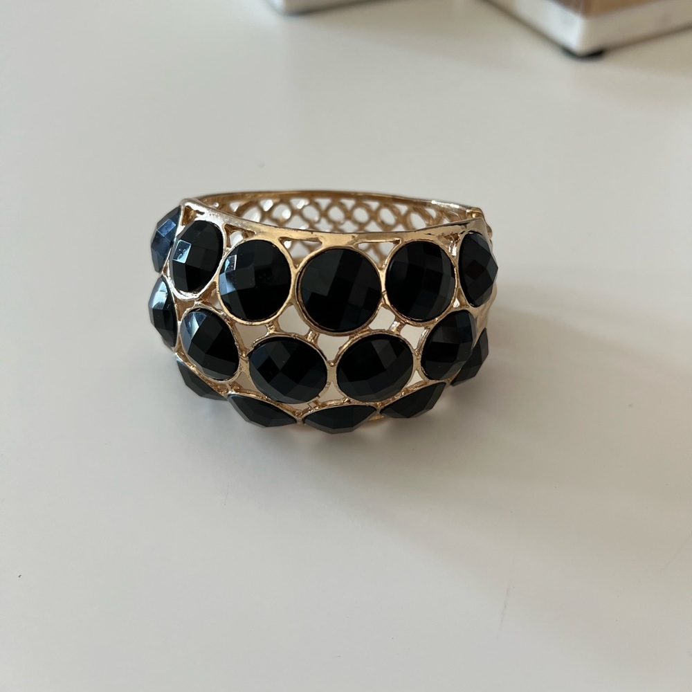 Amrita Singh Statement Bangle Bracelet Black W/. … - image 3